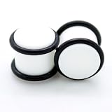 White Acrylic Plain UV Double O-Ring Ear Gauges Plugs ~ 00G ~ 10mm ~ Sold as a Pair