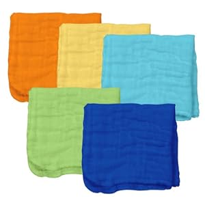 green sprouts 5 Count Brights Organic Muslin Wipes, Royal