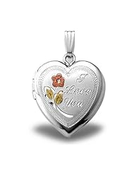 Sterling Silver "I Love You" Heart Locket 3/4 inch x 3/4 inch