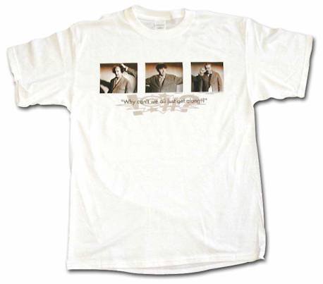 The Three Stooges WHY CAN'T WE ALL JUST GET ALONG? Logo Men's tee Shirt in 6 colors Small thru 5XL