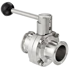 Dixon B5101V150CC-A Stainless Steel 316L Butterfly Valve with Pull Handle and Viton Seal, 1-1/2" Tube OD