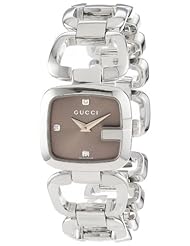 Gucci Womens YA125503 G-Gucci Small Diamond Brown Dial Steel Watch