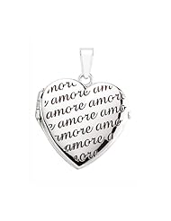 Sterling Silver Heart Shaped Amore Locket with 18 inch chain - S00427 - 25mm x 25mm