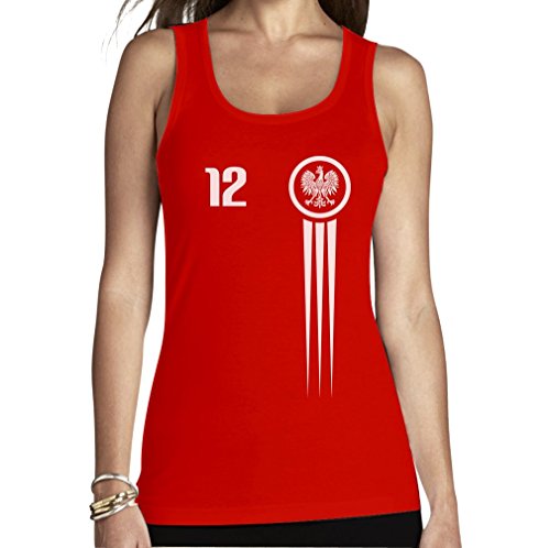 Polen Polska Trikot Fanshirt Euro 2016 Nationalmannschaft Frauen Tank Top Small Rot