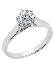 0.75 Ct Round H/I SI1/SI2 Diamond 14K White Gold Ring