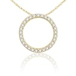 14k Yellow Gold Diamond Circle Pendant (1/4 cttw, G-H Color, I1 Clarity), 18"