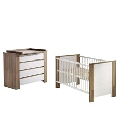 Schardt 08 974 52 02 - Kinderzimmer Cube, bestehend aus Kombi-Kinderbett 70 x 140 cm, Umbauseitensatz und Wickelkommode, nuss (ohne Textilien)
