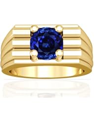 14K Yellow Gold Round Cut Blue Sapphire Solitaire Ring