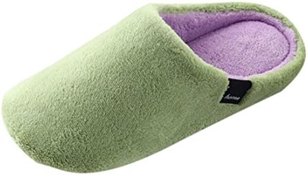 Kingchan Aritificial Coral Velvet Soft Warm House Indoor Slippers Shoes, Size 6.5-8.0,Green