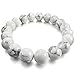 Men,Women's 10mm 12mm Bracelet Link Wrist Energy Stone White Howlite Turquoise Buddha Mala Beads Elastic