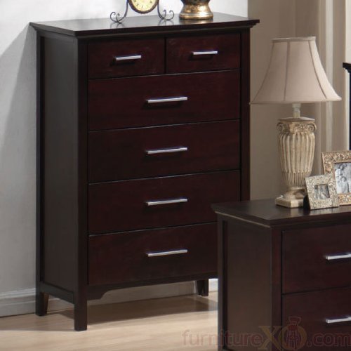Chest with Silver Handle Knobs in Mahogany Finish