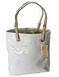 MICHAEL Michael Kors Jet Set Item NS Monogram Mirror Metallic Tote (White)
