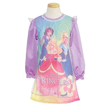 Toddler Girls Cute Purple Long Sleeve Princess Nightgown Pajamas