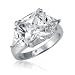 Sterling Silver Ring 3-Stone Radiant Cubic Zirconia CZ Fashion Ring - Ideal Gift For Mother Day, Anniversary, Engagement, Wedding, Birthday, For Her