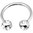 16 Gauge Clear 5-Gem Horseshoe Circular Barbell-3/8" 4mm