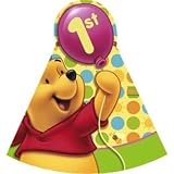 Poohs 1st Birthday Party Hats 8ct