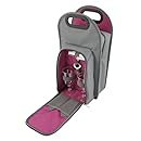 True  by True Fabrications Bestselling Metropolitan 2 Bottle Wine Tote a Picnic for 2 Includes 2 Wine Glasses, 2 Napkins, 1 Corkscrew &amp; 1 Bottle Topper - Gray