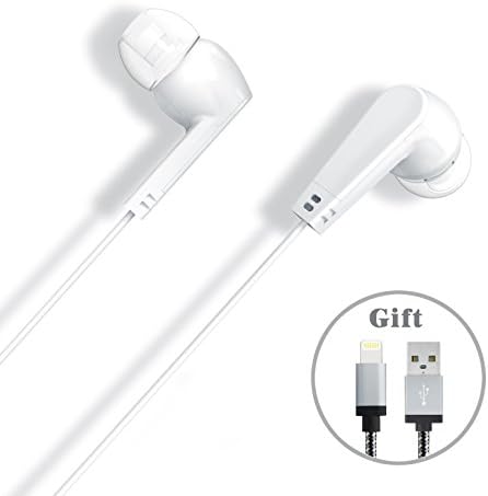 Powervoll In-Ear Earbuds Earphones Headphones Telephone Headset with Splitter Built(white) and 6ft Lighting USB Charger for iPhone(black), Mix Pack