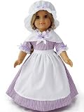 Colonial Purple Striped School Work Gala Gown Dress 5 Piece Outfit Set Fits American Girl 18
