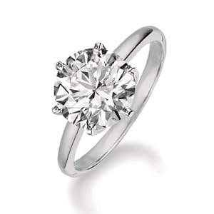 14k White Gold Round Diamond Solitaire Ring (0.52 ctw, E Color, SI1 Clarity)