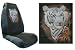 Car Truck SUV White Tiger Print Seat Covers 2 Charcoal Grey Universal Vehicle Bucket Seatcovers