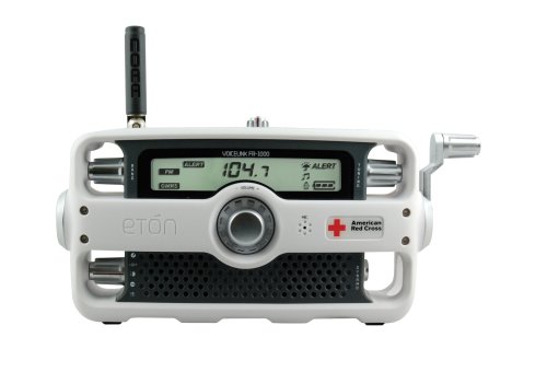 American Red Cross FR1000 Voicelink Hand-Crank AM/FM/NOAA Weather Two-Way GMRS Clock Radio with Flashlight, Siren and Cell Phone Charger (White)