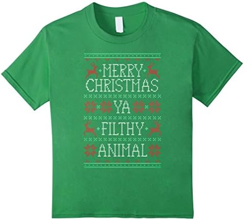 Kids Merry Christmas Ya Filthy Animal T-Shirt 8 Grass