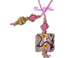 Lampwork Beaded Thong Bookmark with Pink Swarovski Crystal
