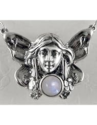 Sterling Silver Aromatherapy Necklace Featuring a Genuine Rainbow Moonstone