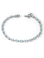 Genuine 8.08 ctw Blue Topaz Bracelet 10K White Gold