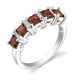 Sterling Silver 1.50 cts Princess Cut Garnet Ring Size 7