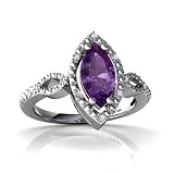 14K White Gold Marquise Genuine Amethyst Ring
