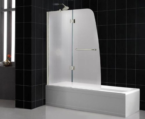 DreamLine SHDR-3148586-04-FR1 Aqua Tub Shower Door Frosted Glass, Brushed Nickel