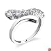 Indulge your Love: Sterling Silver Designer Inspired By-pass Style Journey Size 6 Engagement Ring with CZ Diamonds