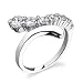 Indulge your Love: Sterling Silver Designer Inspired By-pass Style Journey Size 6 Engagement Ring with CZ Diamonds