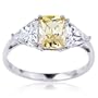 14k White Gold Rectangular-Cut Canary Yellow Cubic Zirconia Ring