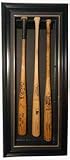 Three Bat Cabinet Style Display Case with Black Frame