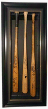 Three Bat Cabinet Style Display Case with Black Frame