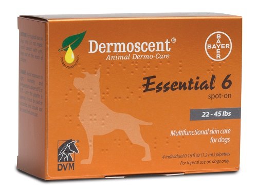 Dermoscent Essential 6 Spot-On Skin Care for Medium Dogs 10-20 kg (22-45 lbs), 4 Tubes
