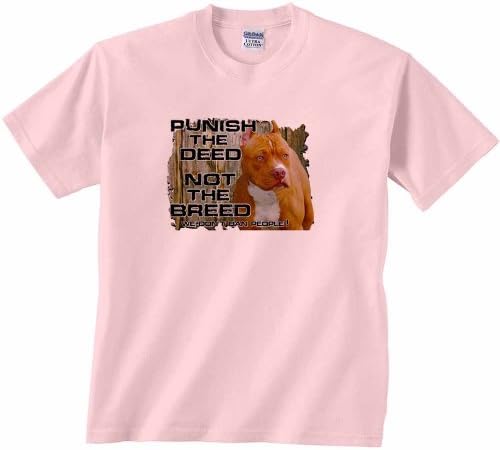 Fair Game Pitbull Dog Shirt Punish The Deed Not The Breed We Don't Ban People-Lt. Pink-Adult Large