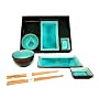 Japanese 8 Pc Plate, Rice Bowl & Wasabi Set with Chopsticks