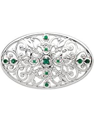 14K White Gold Emerald Brooch -- LIFETIME WARRANTY