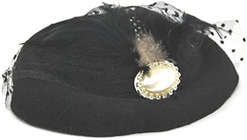 Miniature Pill Box Pillbox Hat Fascinator - Multiple Color Options (Black)
