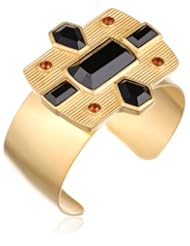 T Tahari "Project 9" Gold and Jet Cuff Bracelet, 7"