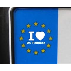 4 Aufkleber - WEI� - I love Dt. Folklore - Nummernschild, Spiegel, Handy Sticker