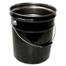 Vestil PAIL-STL-RI Steel Open Head Pail with Handle, 5 gallon Capacity, Black
