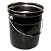 Vestil PAIL-STL-RI Steel Open Head Pail with Handle, 5 gallon Capacity, Black