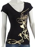 Southpole Ladies T-shirt Deep V-Neck 8373 1031 100, black