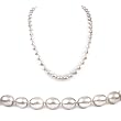 Single Strand 18 Inch 7-8mm white Oval Shape Freshwater Cultured Pearl Necklace