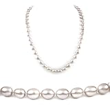 AugustinaJewelry Single Strand 18 Inch 7-8mm white Oval Shape Freshwater Cultured Pearl Necklace
